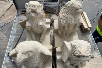 Open New stone grotesques arrive at Leicester Cathedral
